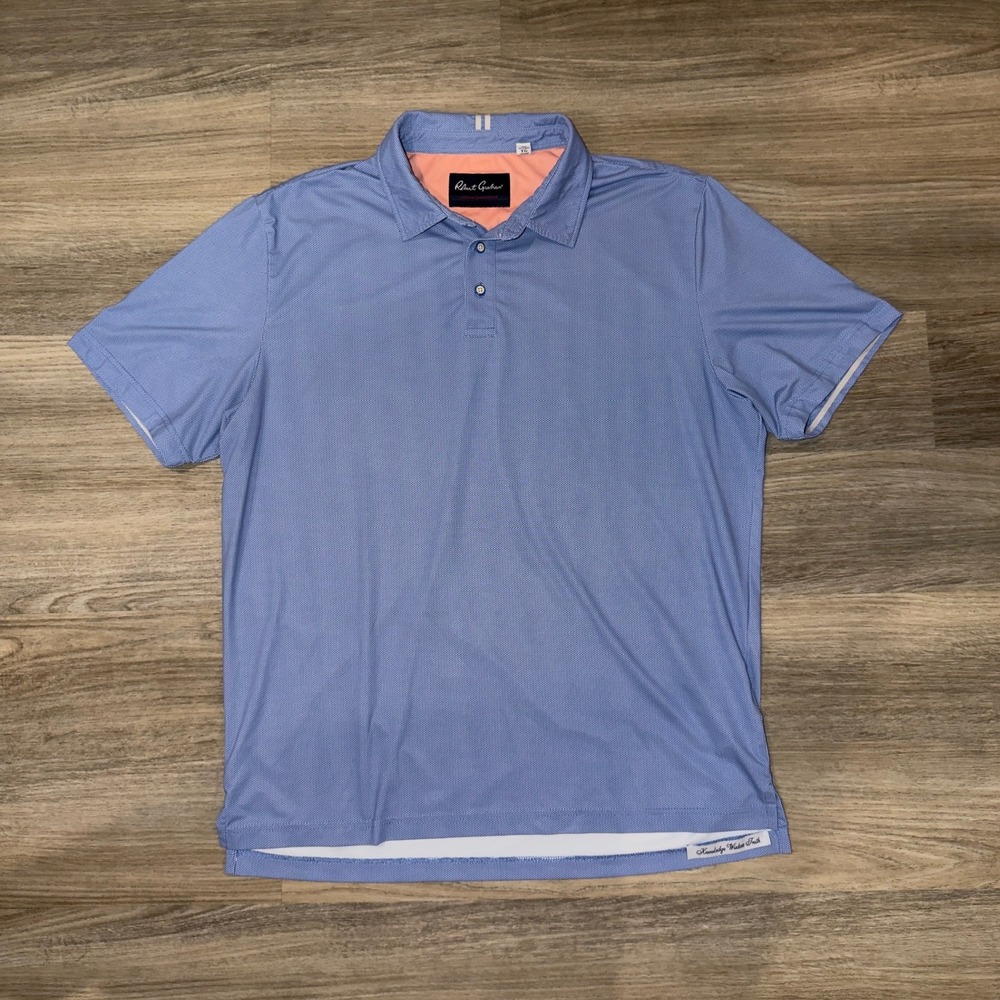 Robert Graham Polo Shirt XL Blue Performance‎ Golf Stretch Tailored Fit Mens